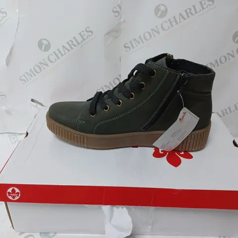 BOXED RIEKER HI TOP TRAINER WITH CUFF, KHAKI - SIZE 4