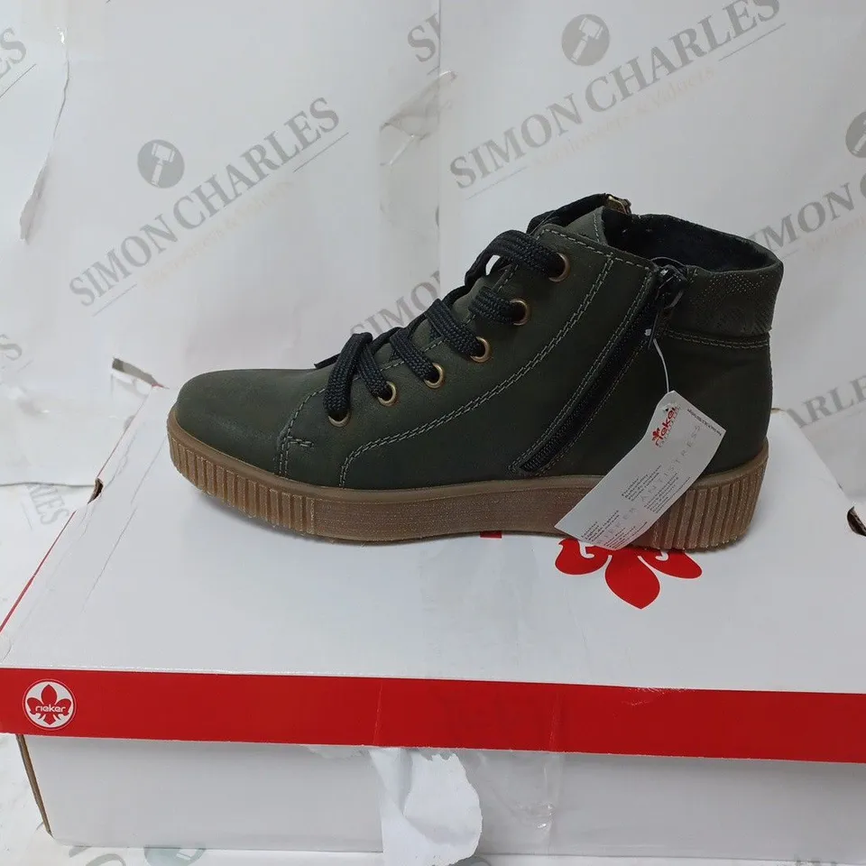 BOXED RIEKER HI TOP TRAINER WITH CUFF, KHAKI - SIZE 4