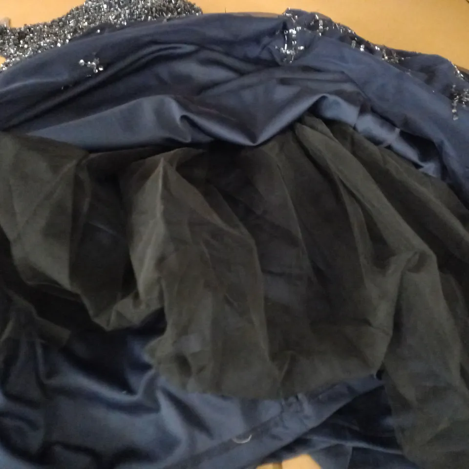 AIDAN MATTOX EMBELLISHED NAVY DRESS - UK 8