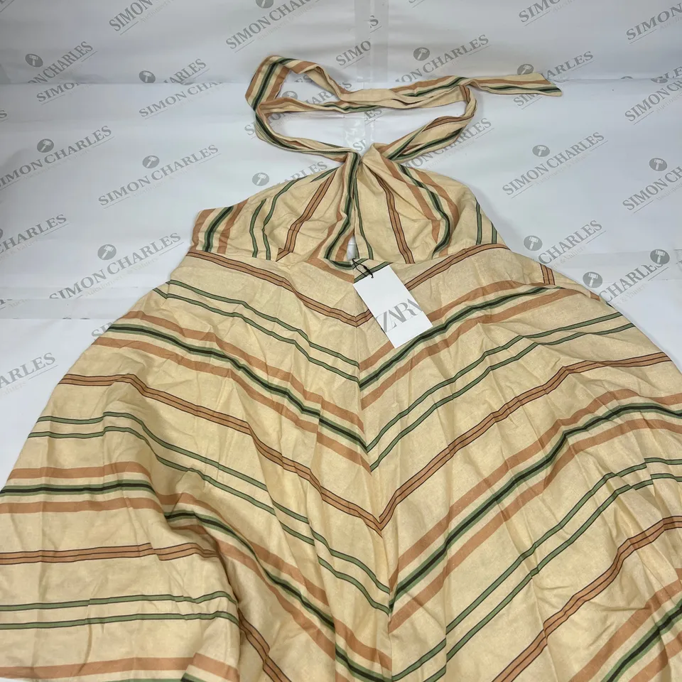 ZARA TIE NECK FLARED DRESS IN YELLOW SIZE XXL