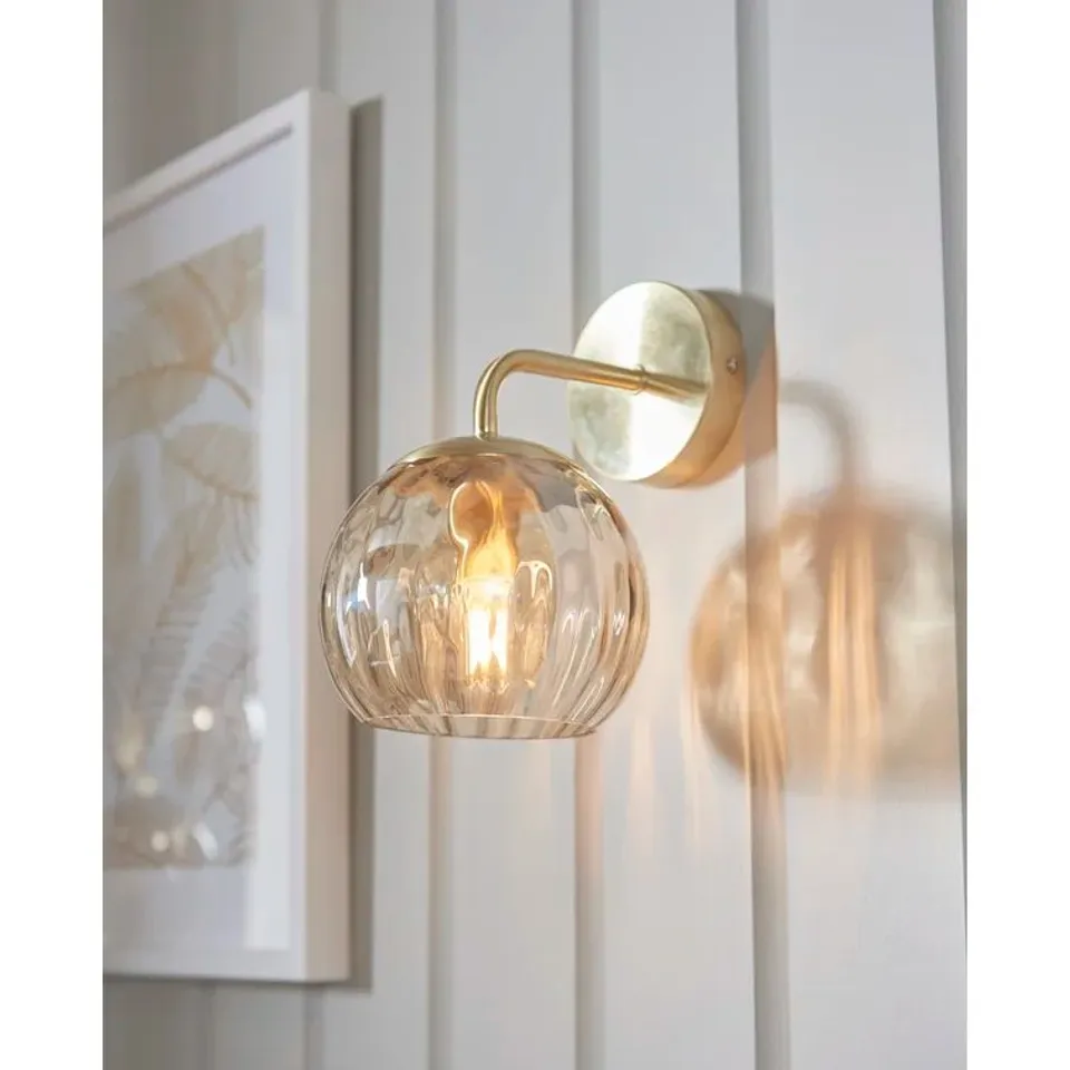 BOXED DEASIA 1-LIGHT DIMMABLE SATIN BRUSHED GOLD ARMED SCONCE