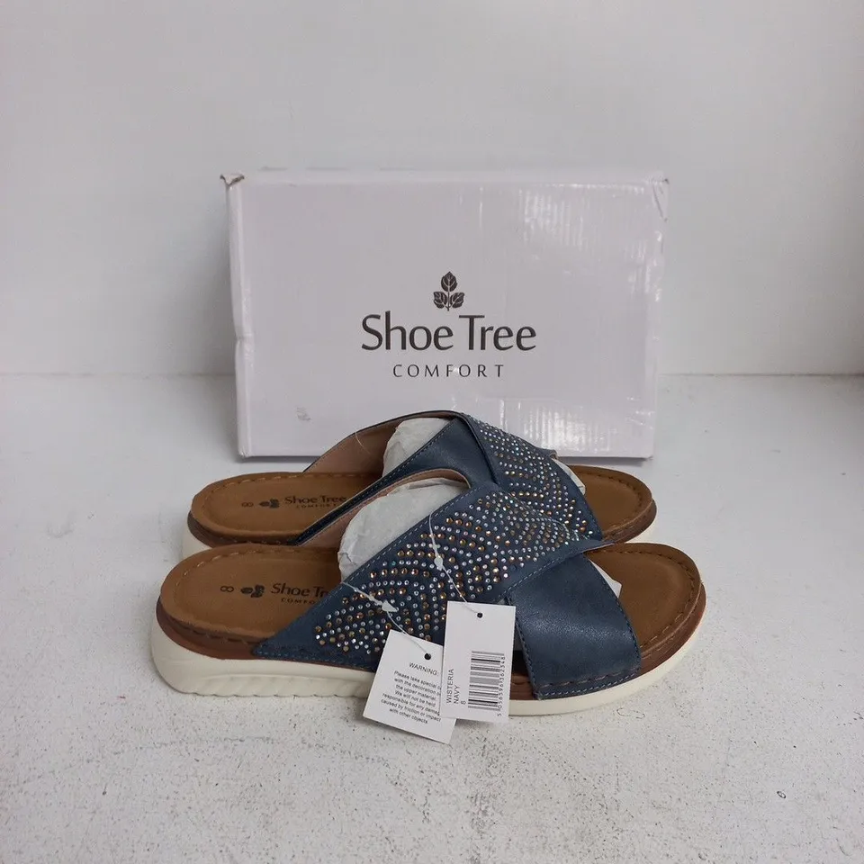 SHOE TREE COMFORT WISTERIA NAVY SANDALS – UK 8 (WOMEN)