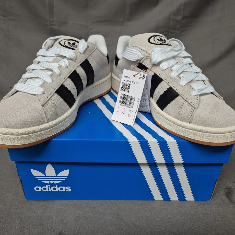 BOXED PAIR OF ADIDAS CAMPUS 00S WOMEN'S SHOES IN STONE/BLACK UK SIZE 7