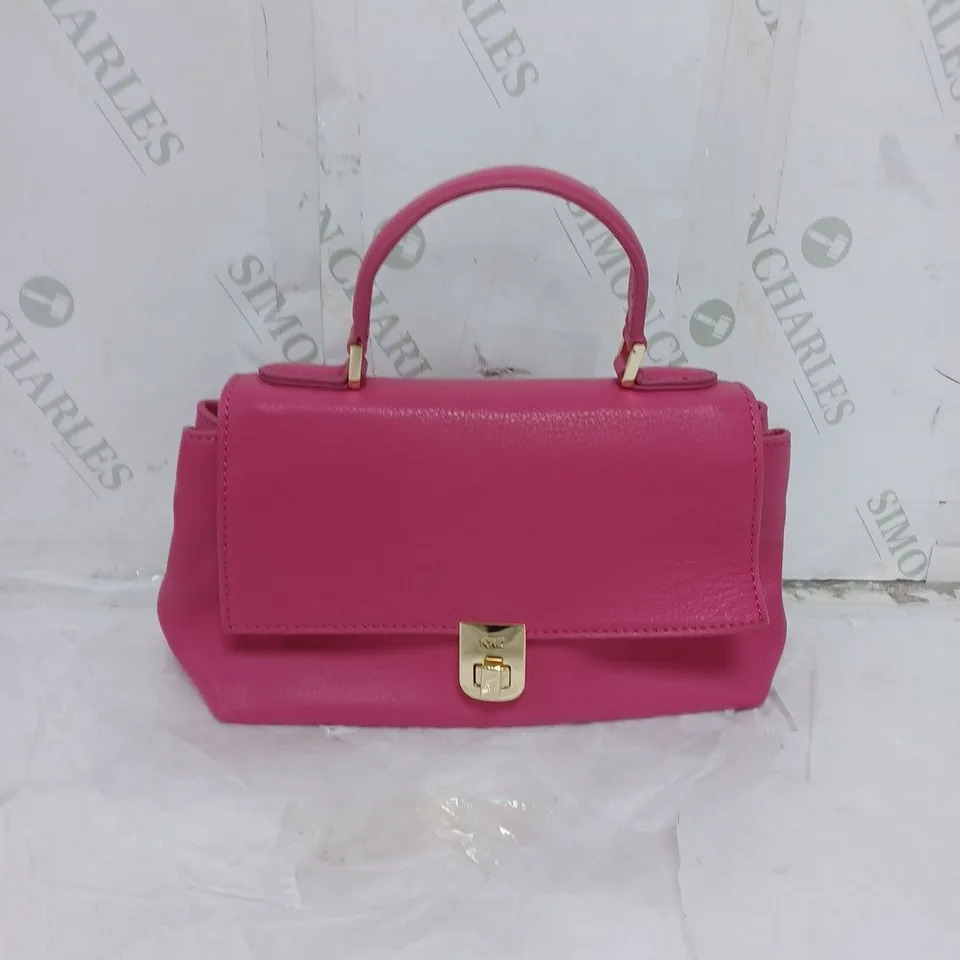 LADIES RUTH LANGSFORD SMALL HANDBAG GENUINE LEATHER DARK PINK