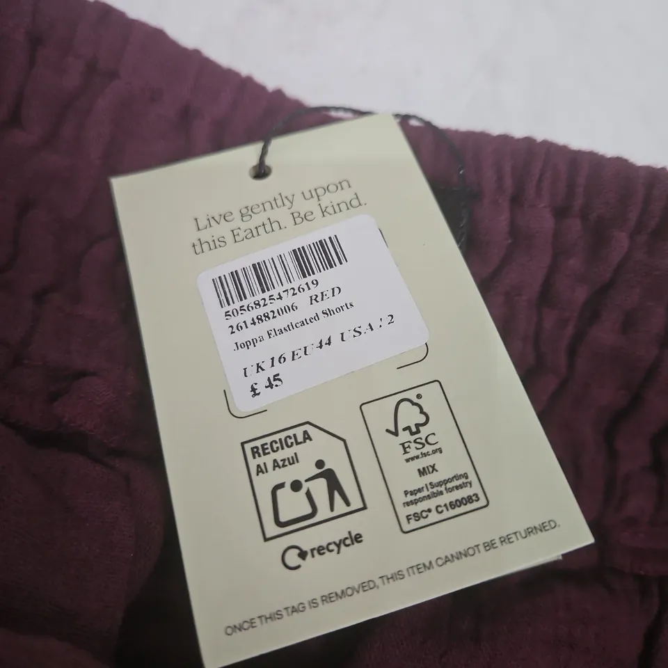 NOBODY'S CHILD PURPLE SHORTS – ELASTICATED WAIST, UK 16 (EU 44) USA 12