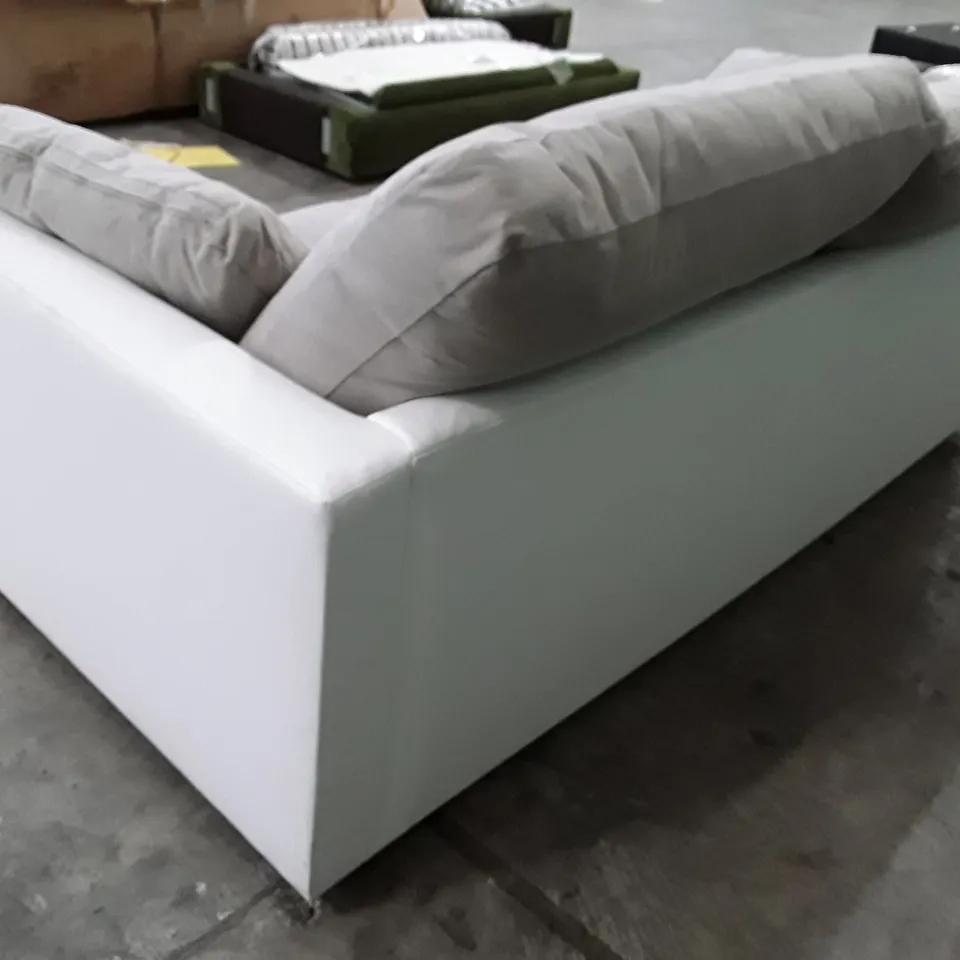 QUALITY DESIGNER 3 SEATER SOFA - GREY FABRIC