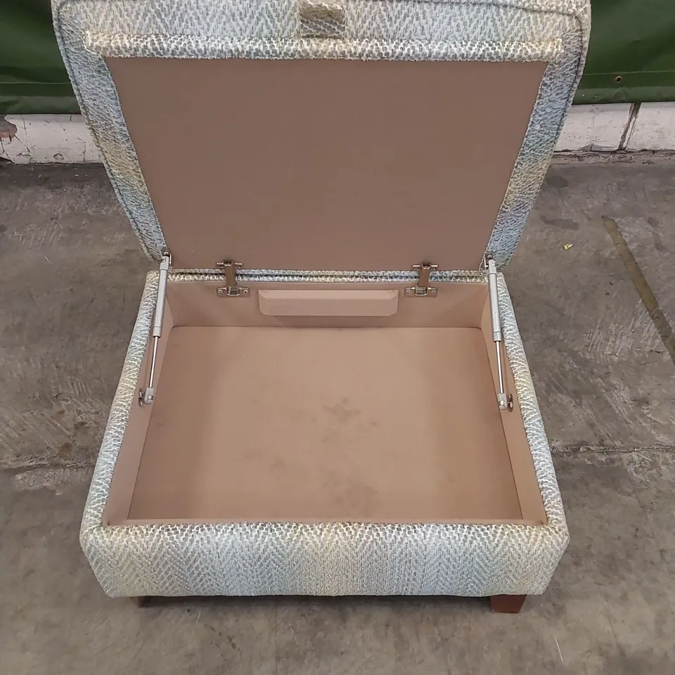 DESIGNER FABRIC UPHOLSTERED STORAGE FOOTSTOOL 
