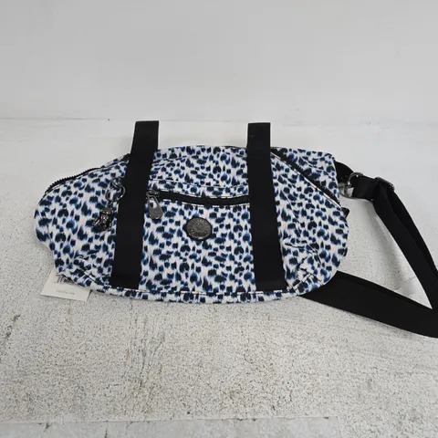 KIPLING ART MINI SHOULDER BAG IN BLUE/WHITE ANIMAL PRINT