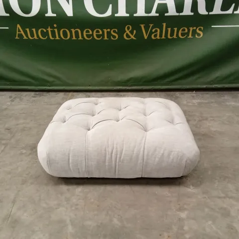 DESIGNER GREY FABRIC FOOTSTOOL