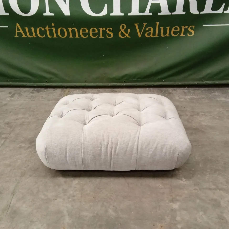 DESIGNER GREY FABRIC FOOTSTOOL