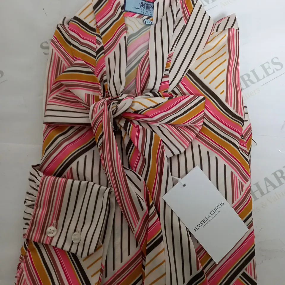 HAWES & CURTIS LULU PATCHWORK STRIPED TOP IN CREAM & GOLD - UK 22