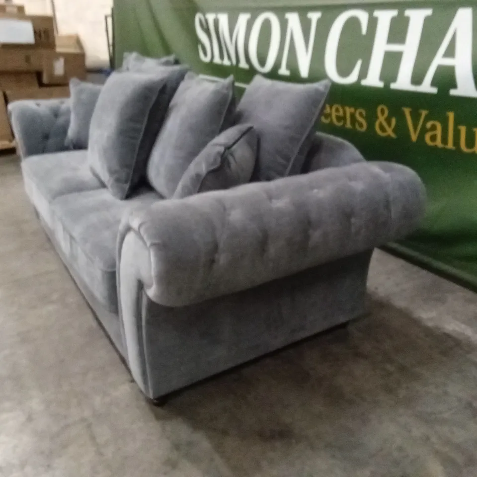 WINDSOR 3 SEATER FABRIC SCATTER BACK SOFA - GREY RRP £949