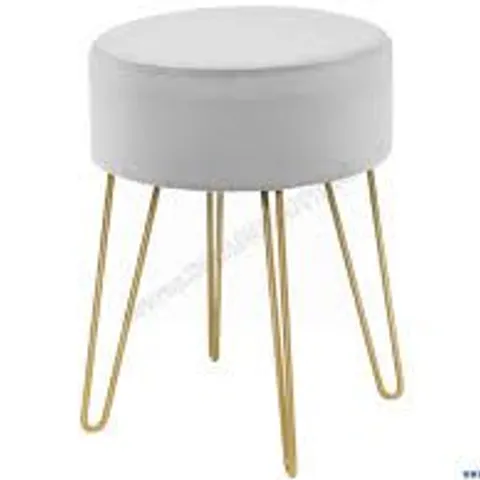 BOXED COSTWAY 18'' ROUND VELVET OTTOMAN/FOOTREST STOOL/DRESSING CHAIR - GREY