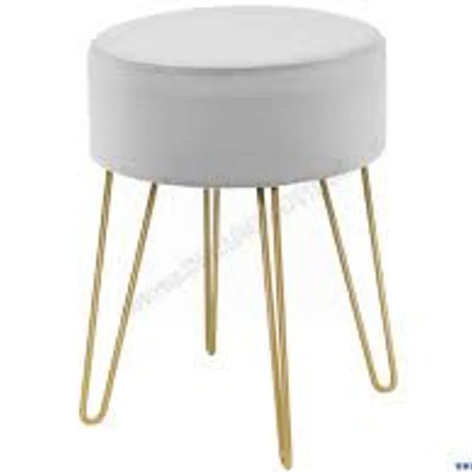 BOXED COSTWAY 18'' ROUND VELVET OTTOMAN/FOOTREST STOOL/DRESSING CHAIR - GREY