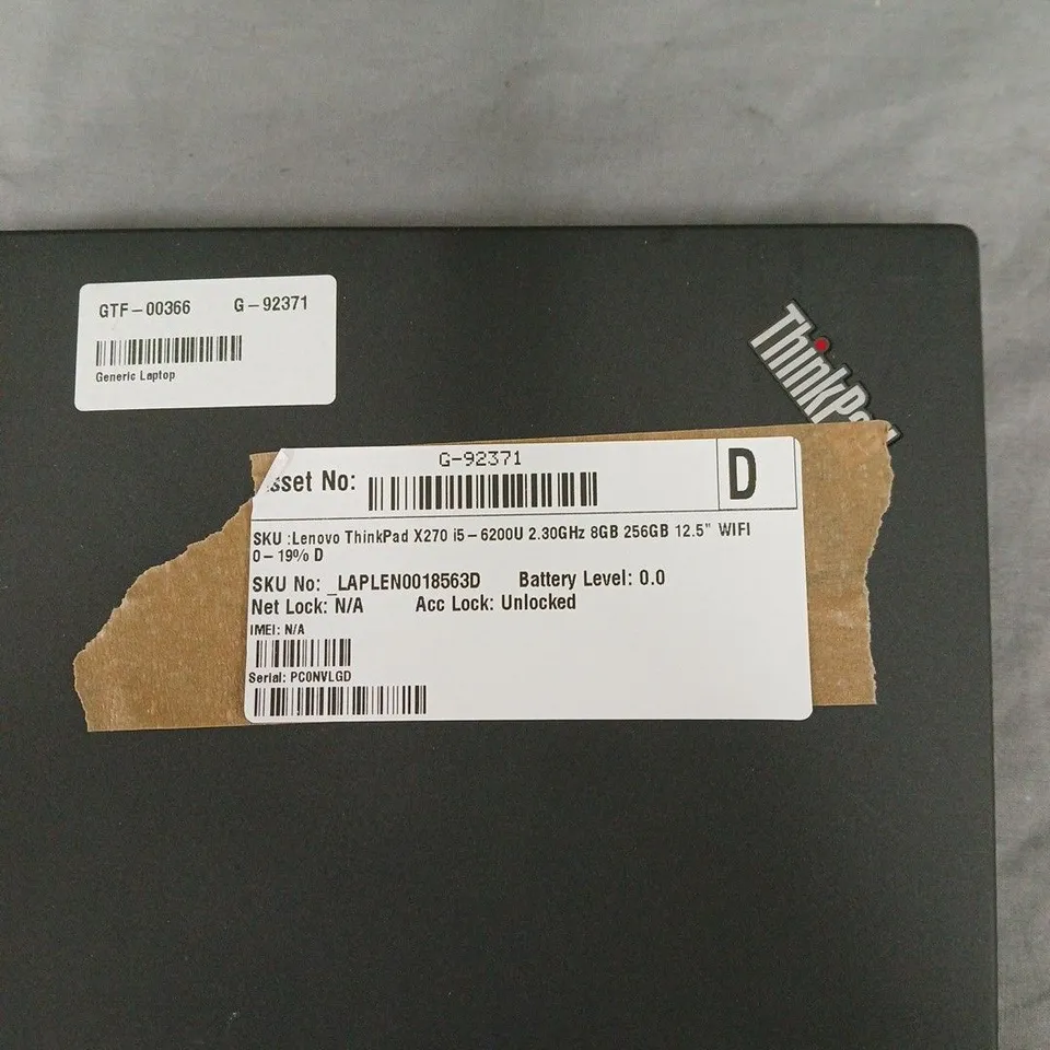 LENOVO THINKPAD X270 LAPTOP – I5-6200U, 8GB RAM, 256GB SSD, 12.5-INCH DISPLAY, BLACK. DOES NOT POWER ON