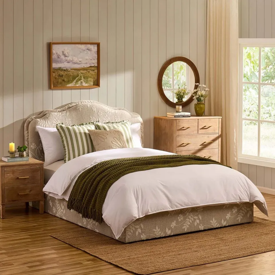 BOXED DUSK WILTSHIRE OTTOMAN STORAGE BED - JACQUARD FLORAL // SIZE: 5FT KING (2 BOXES)