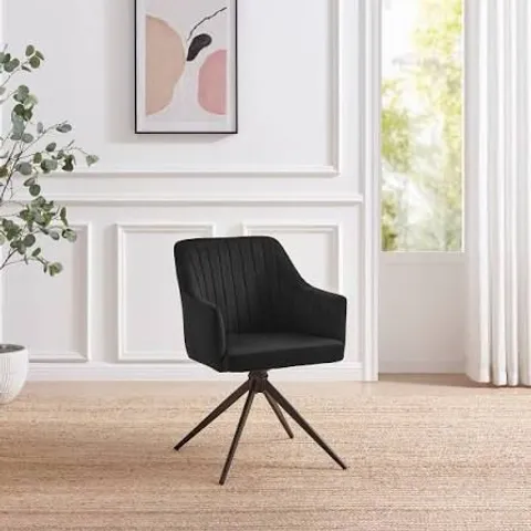 BOXED CALLA BLACK VELVET SWIVEL OFFICE CHAIR