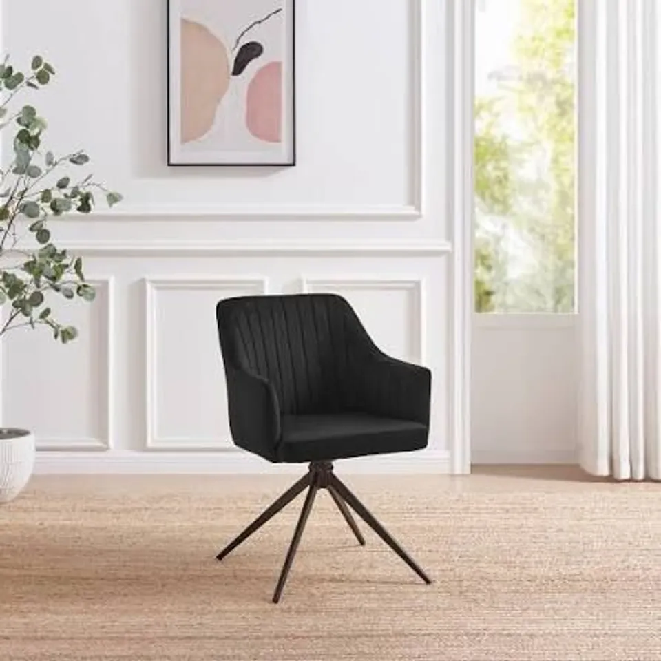 BOXED CALLA BLACK VELVET SWIVEL OFFICE CHAIR