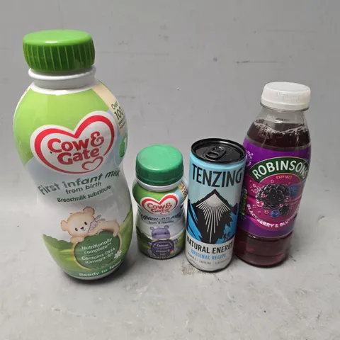 APPROXIMATELY 14 ASSORTED FOOD & DRINK ITEMS TO INCLUDE - COW & GATE INFANT MILK 1 , ROBINSONS BLACKBERRY & BLUEBERRY ETC
