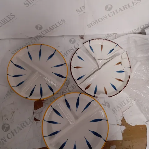 THREE CERAMIC DIVIDED PLATES