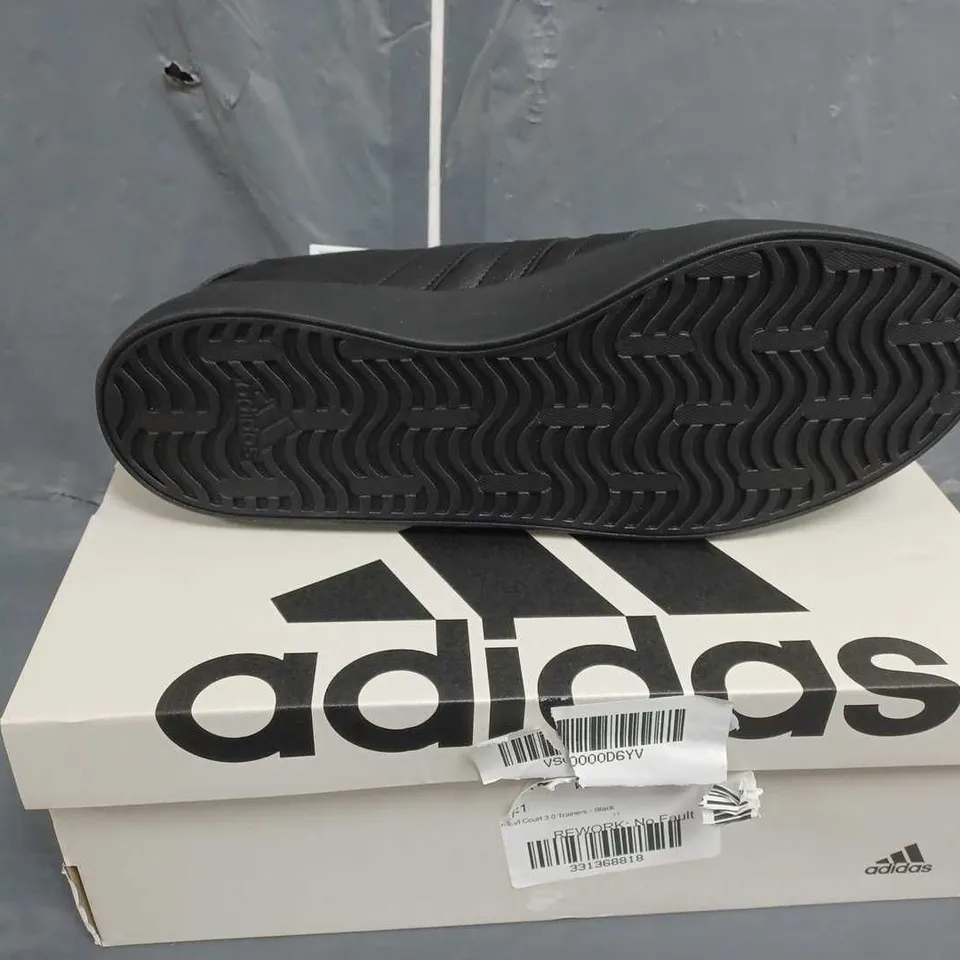 BOXED PAIR OF ADIDAS VL COURT 3.0 TRAINERS IN BLACK SIZE 11