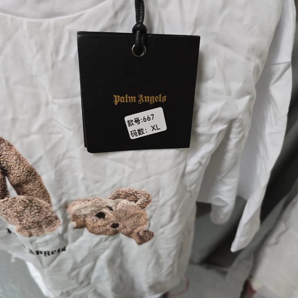 PALM ANGELS WHITE T-SHIRT WITH TEDDY BEAR GRAPHIC – XL