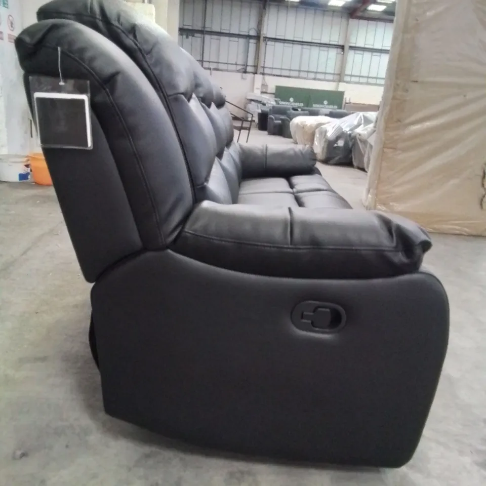 QUALITY DESIGNER ROTHBURY 3 SEATER MANUAL RECLINING BLACK SOFA