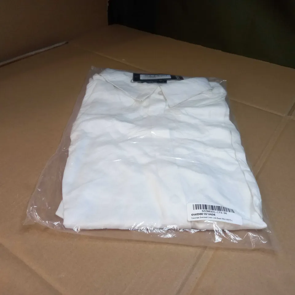 PACKAGED BOOHOO WHITE OVERSIZED LINEN LOOK BEACH SHIRT - LARGE