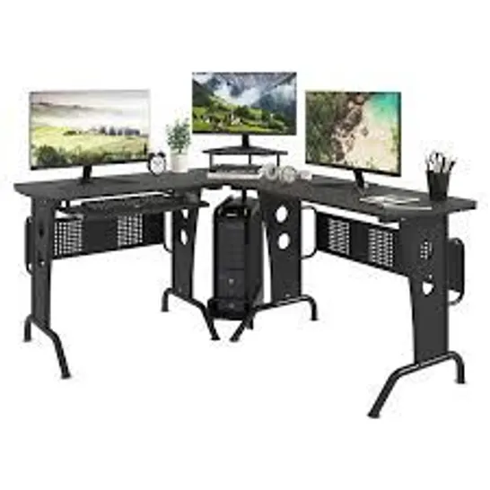 Lot 1833: BOXED SPACE SAVING L-SHAPED COMPUTER CORNER GAMING DESK (1 ...