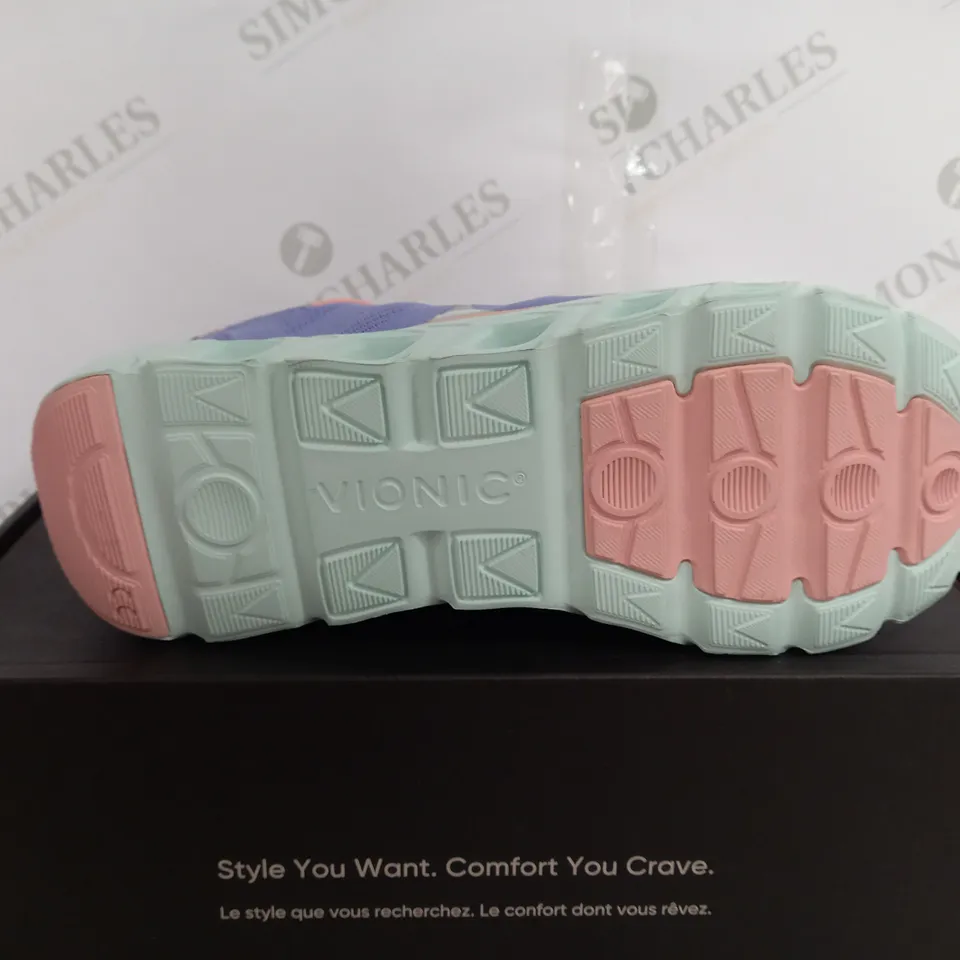 VIONIC CYAN & LILAC THREE ZONE COMFORT TRAINERS - SIZE 6