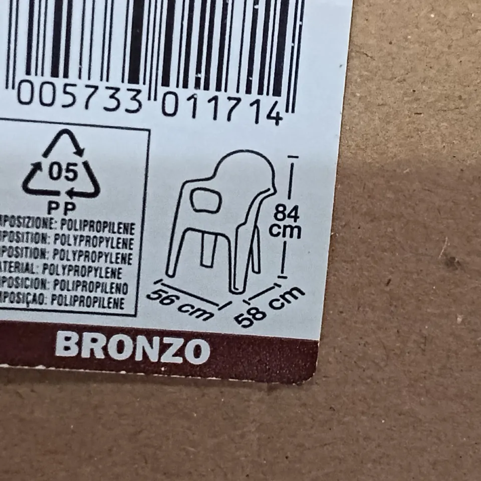 BOXED PLASTIC GARDEN CHAIR - BRONZE (1 BOX)