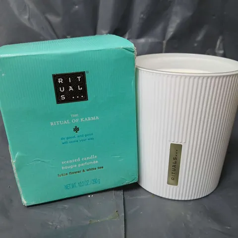 BOXED RITUALS OF KARMA LOTUS FLOWER & WHITE TEA SCENTED CANDLE