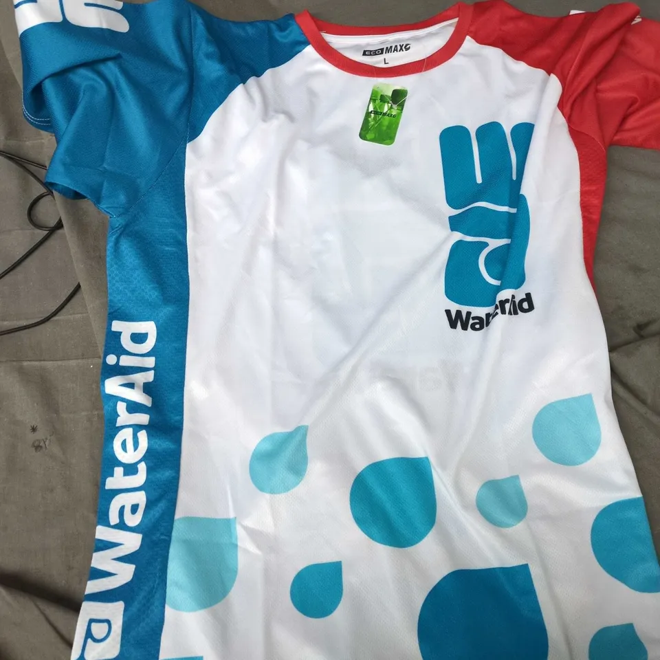 WATERAID T-SHIRT – MULTICOLOURED PROMOTIONAL TEE, UK SIZE L