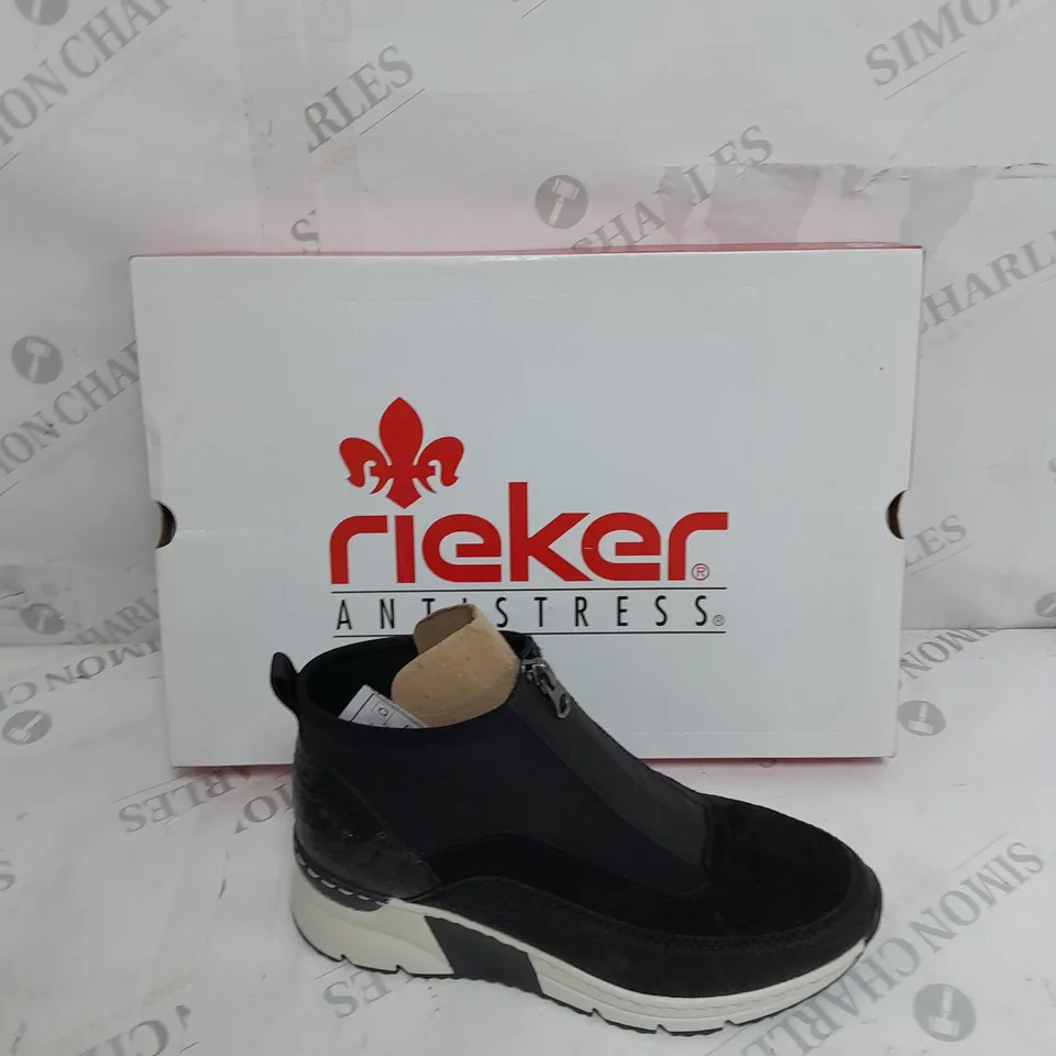 BOXED RIEKER HIGH TOP TRAINER BLACK SIZE 4
