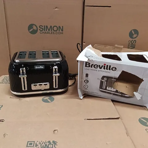 BOXED BREVILLE VTT786 CURVE 4 SLICE TOASTER - BLACK AND CHROME