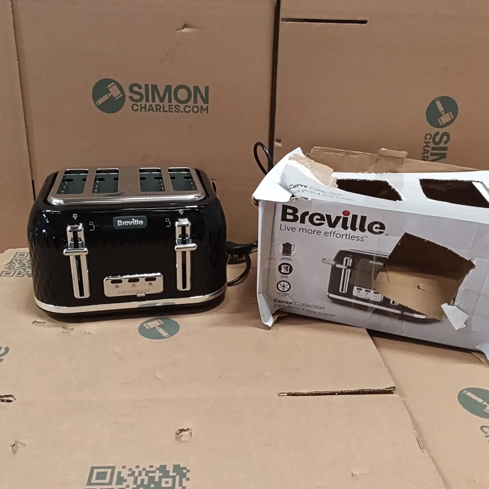 BOXED BREVILLE VTT786 CURVE 4 SLICE TOASTER - BLACK AND CHROME