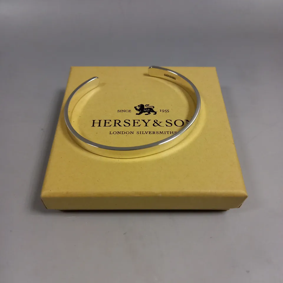 HERSEY & SON PERSONALISED SILVER BANGLE BRACELET 