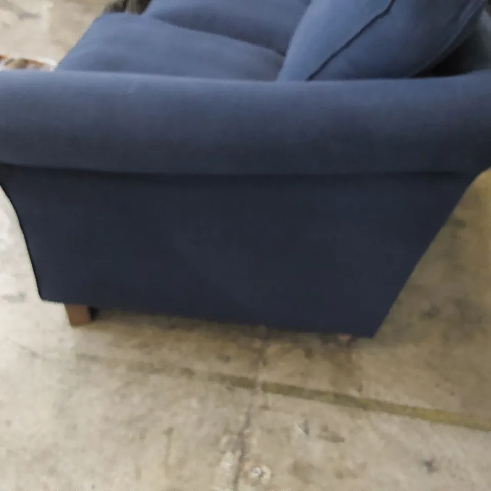 DESIGNER 2 SEATER SOFA IN NAVY BLUE FABRIC