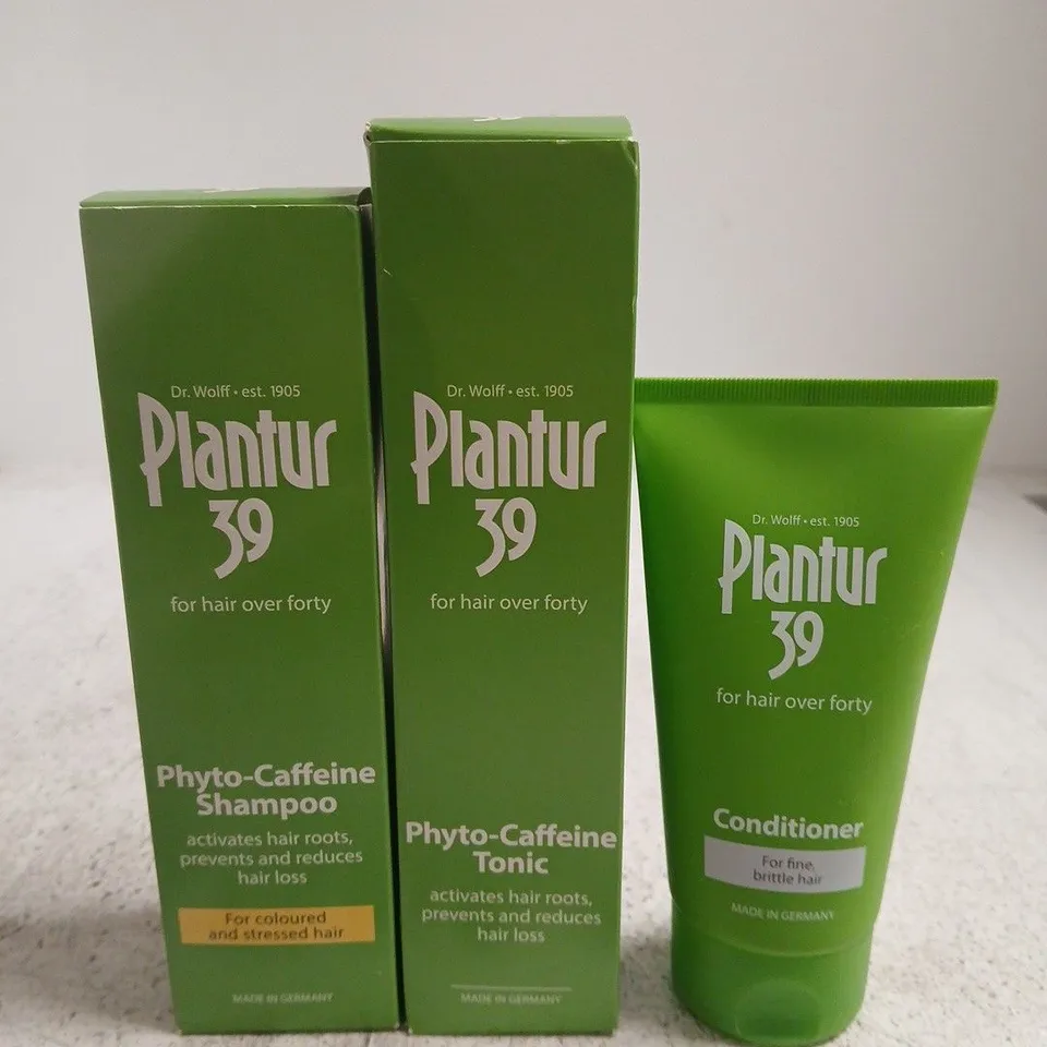 3 PLANTUR 39 PRODUCTS TO INCLUDE SHAMPOO, CONDITIONER, TONIC 