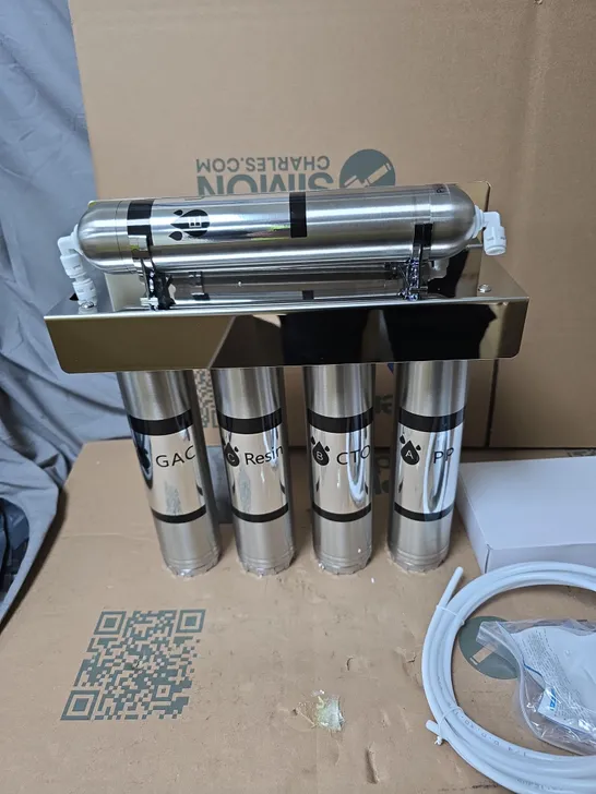 Lot 1185: BOX OF FOUR METAL HOUSEHOLD KITCHEN WATER PURIFIERS (BOXED ...