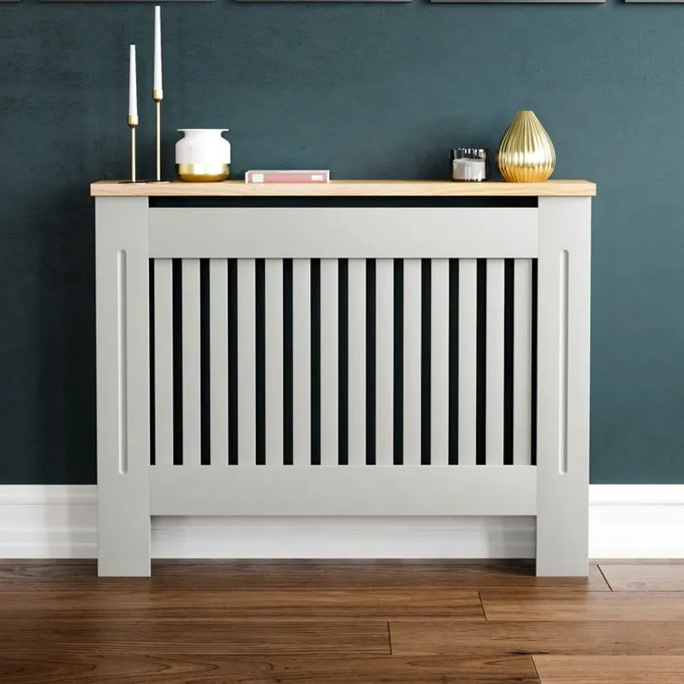 BOXED VIDA ARLINGTON RADIATOR COVER LARGE - GREY/OAK