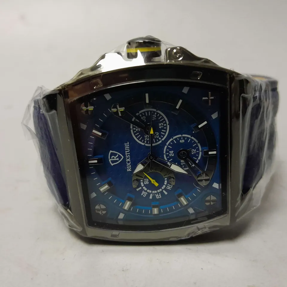 MEN’S RUCKSTUHL R300 CHRONOGRAPH WATCH –  MULTI FUNCTION DIAL  -3ATM WATER RESISTANT – LEATHER STRAP 