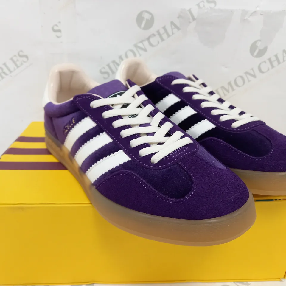 BOXED PAIR OF ADIDAS X GUCCI GAZELLES IN SUEDE PURPLE - UK 6 1/2