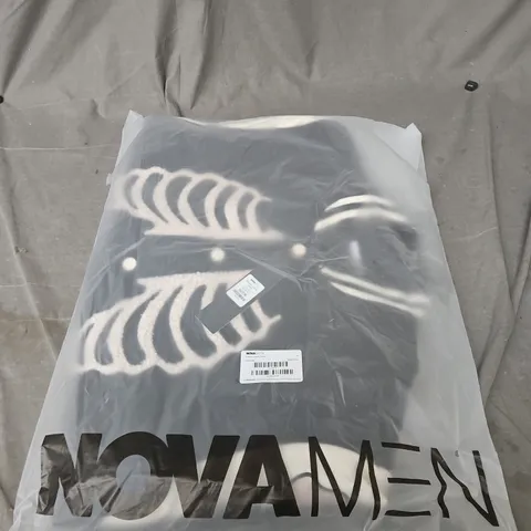 NOVA MEN SKELETON VARSITY JACKET – BLACK/WHITE – SIZE M