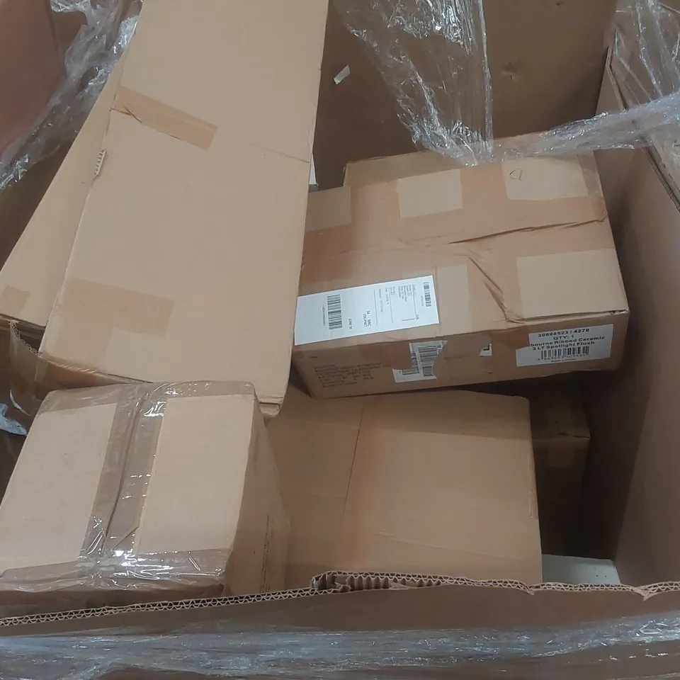 PALLET CONTAINING A VERY LARGE QUANTITY OF ASSORTED DESIGNER LIGHTING PRODUCTS TO INCLUDE: FLOOR LAMPS, CEILING LIGHT, TABLE LAMP ECT