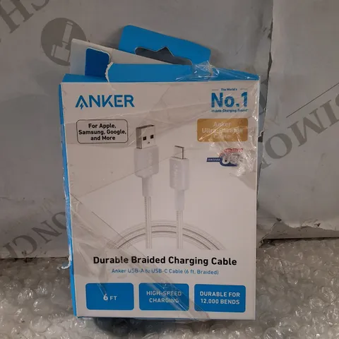 ANKER DURABLE BRAIDED USB-A TO USB-C CHARGING CABLE (6 FT) – WHITE