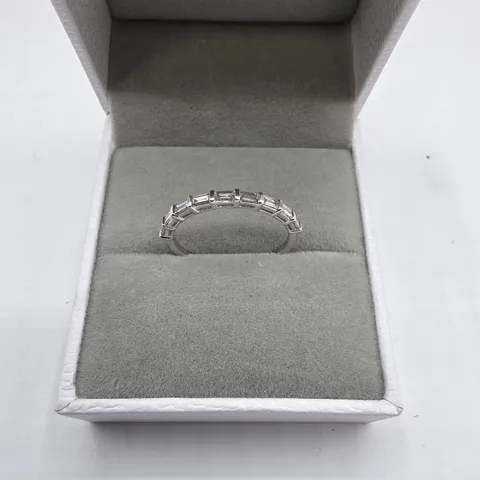 18CT WHITE GOLD HALF ETERNITY BAND SET WITH NATURAL BAGUETTE CUT DIAMONDS