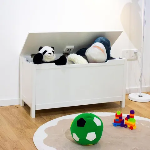 BOXED SAXONY WOODEN KIDS TOY BOX - WHITE (1 BOX)