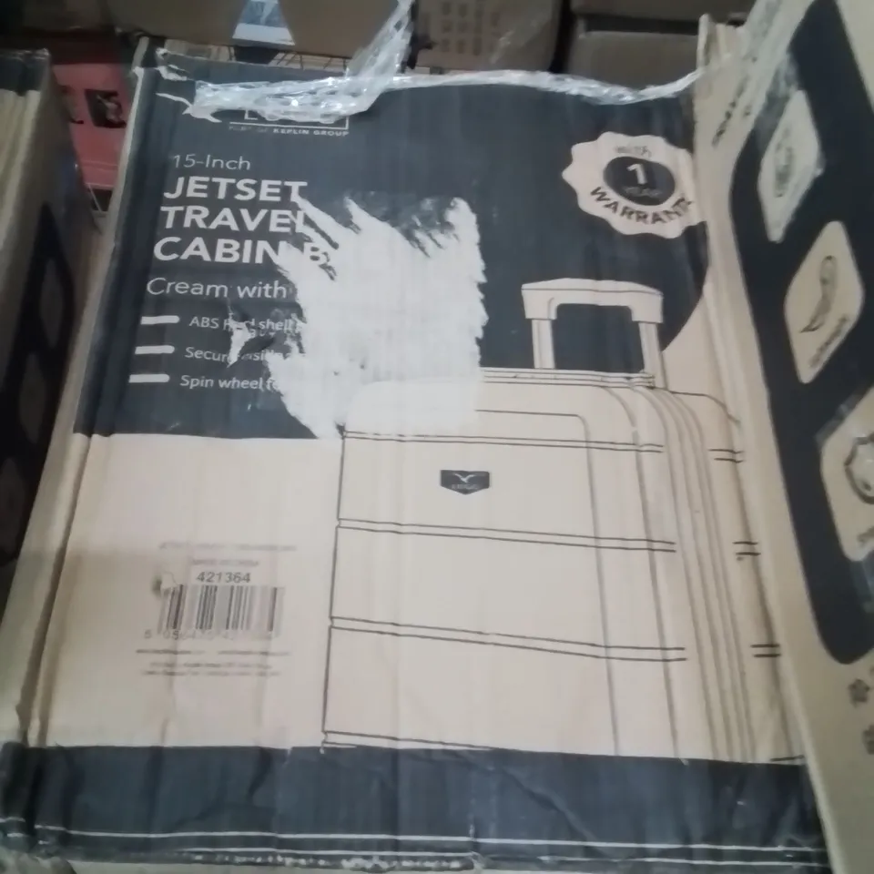 BOXED LUGG 15INCH JETSET TRAVEL CABIN BAG CREAM&BROWN 