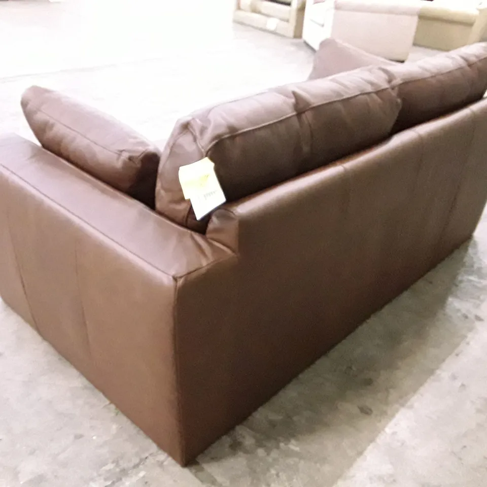 DESIGNER ARDEN 3 SEATER SOFA - BROWN LEATHER 